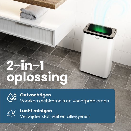 Auronic Luftentfeuchter - Compact Pro Plus - 20L - Schlafzimmer, Badezimmer, Wohnzimmer und Büro - Luftbefeuchter für Innenräume - Weiß