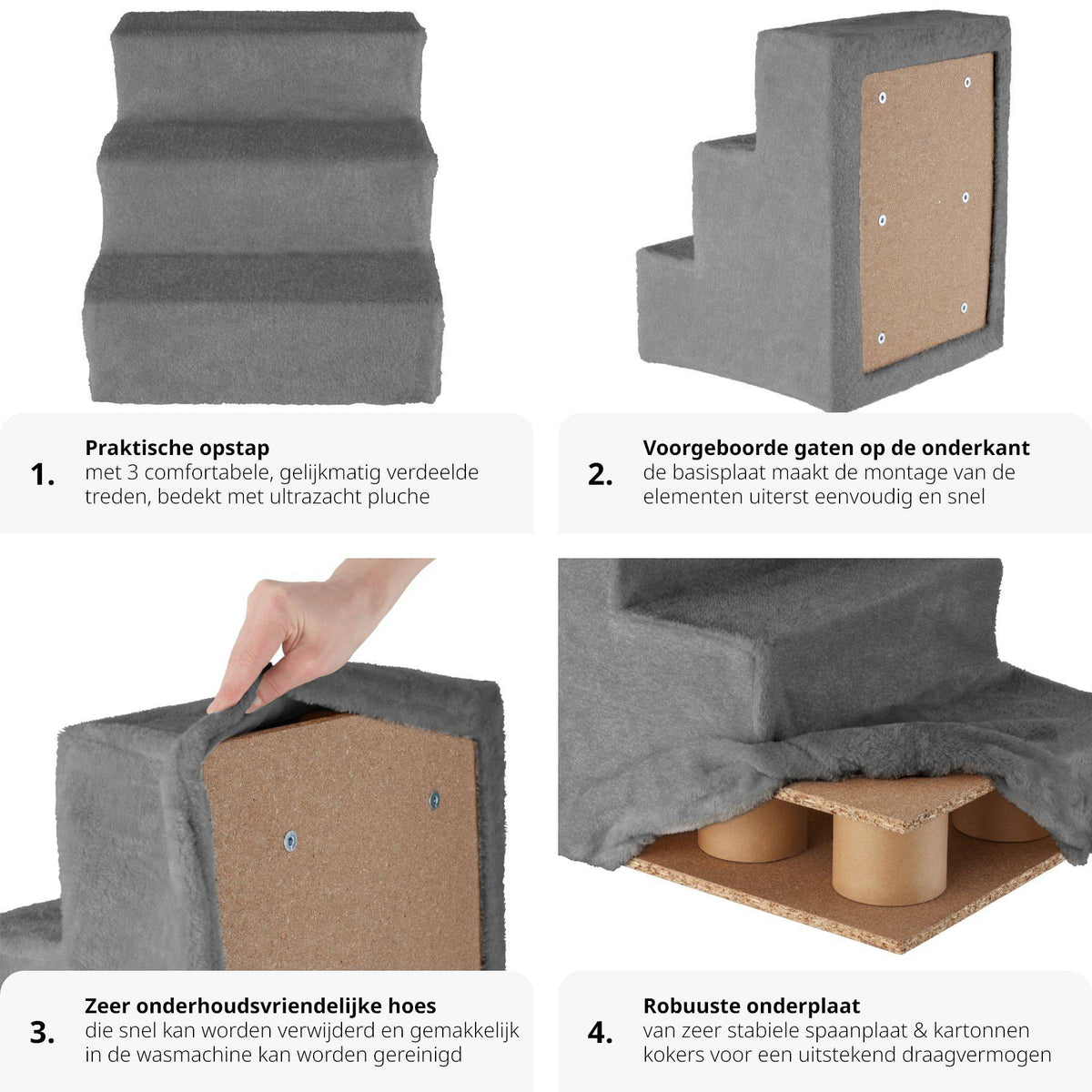 Tectake Pet Steps Paw Path - Grau - 37 x 45 x 34,5 cm - 3 Stufen