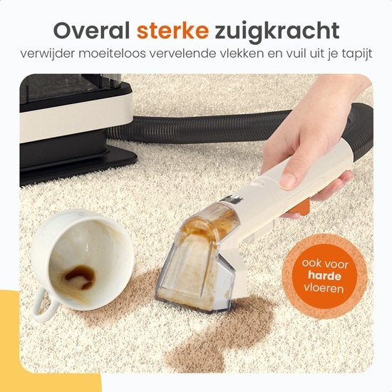 Goliving - Teppich-/Fleckenreiniger - 450W - 1,5m Schlauch - mit Zubehör - Weiß