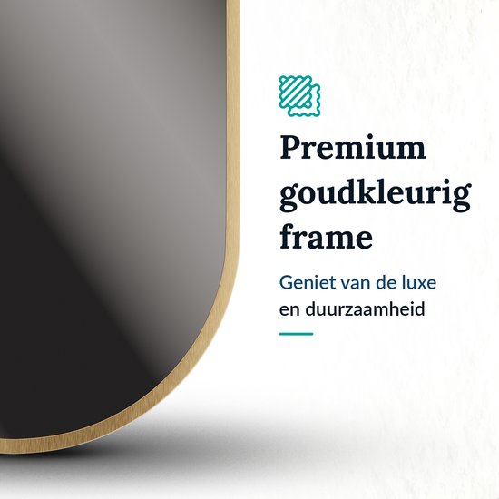 Mirlux Ovaler Spiegel - Einbauspiegel - Hängend mit Rahmen - Wandspiegel - Make up Spiegel - 160 x 50 cm - Gold