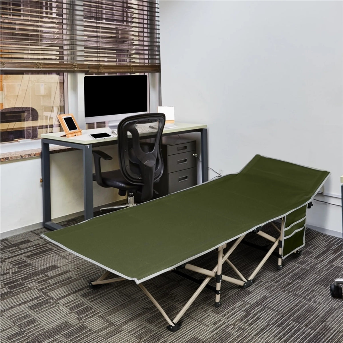 Yaheetech Klappbares Feldbett & Campingbett, 150 kg Tragkraft, mit Tragetasche – Armeegrün – Metall und Polyester