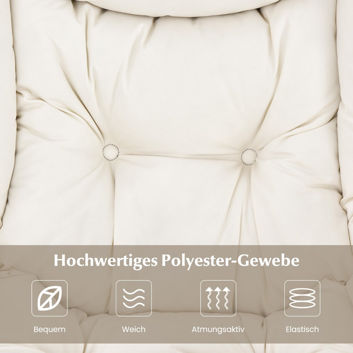 Coast Sessel - Mit Fußstütze, Armlehnen & praktischer Seitentasche - 75 x 81 x 94,5 cm - Beige