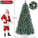 Kunstweihnachtsbaum, 228 cm, mit Schneebedeckung und Tannenzapfen, grün