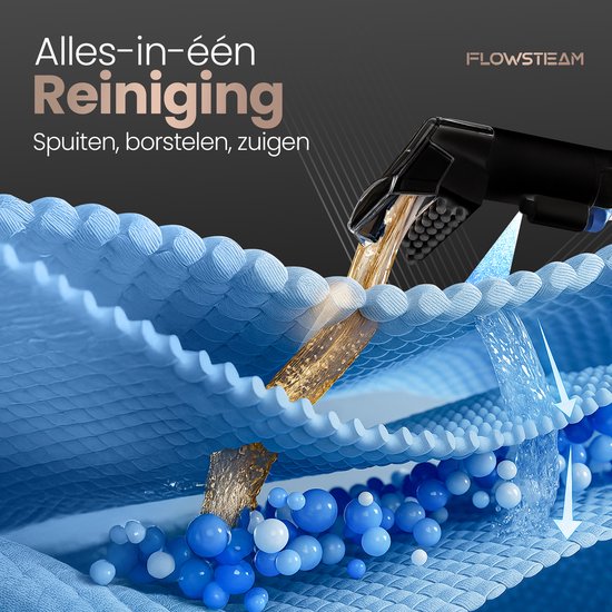 FLOWSTEAM® 6-in-1 Dampfreiniger PRO - Teppichreiniger - Fleckenreiniger - Handdampfer - Sitzreiniger - 100°C Dampf - 4 Dampfmodi - 90 Minuten Dampf - 5M Kabel