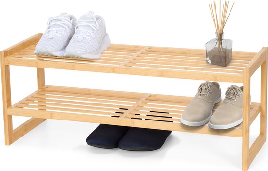 Brixy Schuhregal - 2 Lagen - Bambus-Schuhregal - Schuhschrank - für 9 Paar Schuhe - Holz
