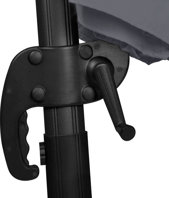 VONROC Premium Floating Parasol Bardolino Ø300cm - Inkl. Kreuzfuß & Schutzhülle - Runder Sonnenschirm - 360° drehbar - Neigbar - UV-beständiges Tuch - Grau