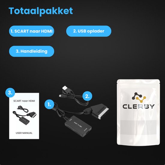 SCART-zu-HDMI-Adapter – Konverter – SCART-Kabel und HDMI-Kabel – Videoadapter – SCART-zu-HDMI-Konverter – Plug & Play – Full HD 1080p