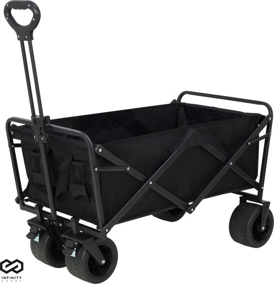 Infinity Goods Bolder Cart XL - faltbar - 180KG Tragfähigkeit - drehbare Räder - 95 x 57 x 96 CM - verstellbar - Schwarz