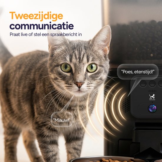 Viervoeter Feed Pro Dual – Automatischer Futterspender 7 l – HD-Kamera & Audio – Für Katzen und Hunde – Futterspender mit App – Schwarz