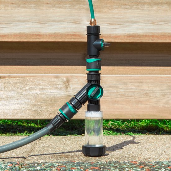 VONROC 3K Vollkohle-Teleskop-Waschbürste - 7,5 Meter - Inkl. 5-stufigem Bürstenkopf - 11m Wasserschlauch und Seifenspender