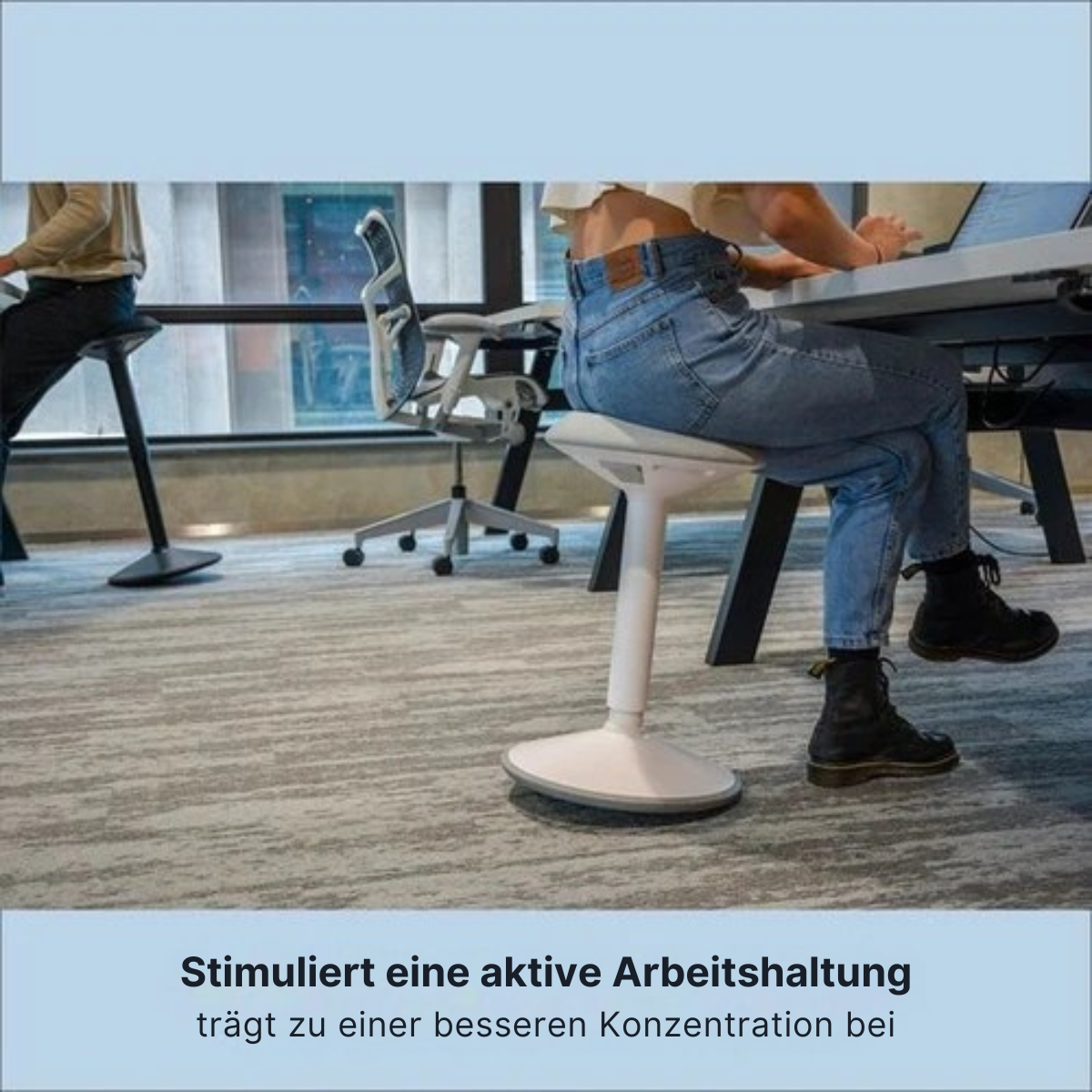 Bckz - Balance Hocker - Wackelhocker - Ergonomischer Bürostuhl - Sattelhocker - Höhe 55-80cm - Weiß