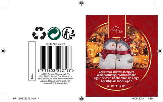 Weihnachtsgeschenke Weihnachtsstatue Schneemänner Paar - Statue 31CM - Weihnachtsdekorationen für drinnen und draußen