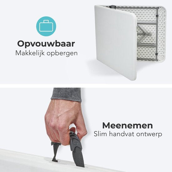 LifeGoods Zusammenklappbarer Tisch - 70x180cm - Verstellbarer und stabiler Klapptisch - Wetterfest - Outdoor-Klapptisch - Weiß