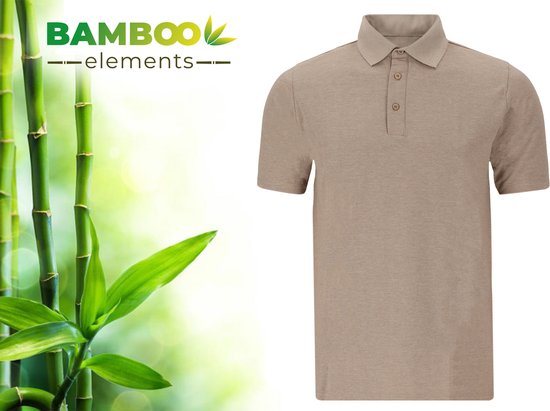 Bamboo Elements - Polo Shirt Men - Dark Sand Beige L - Polo Men - Kurzarm - Pique Stoff - T Shirt Men - Bamboo