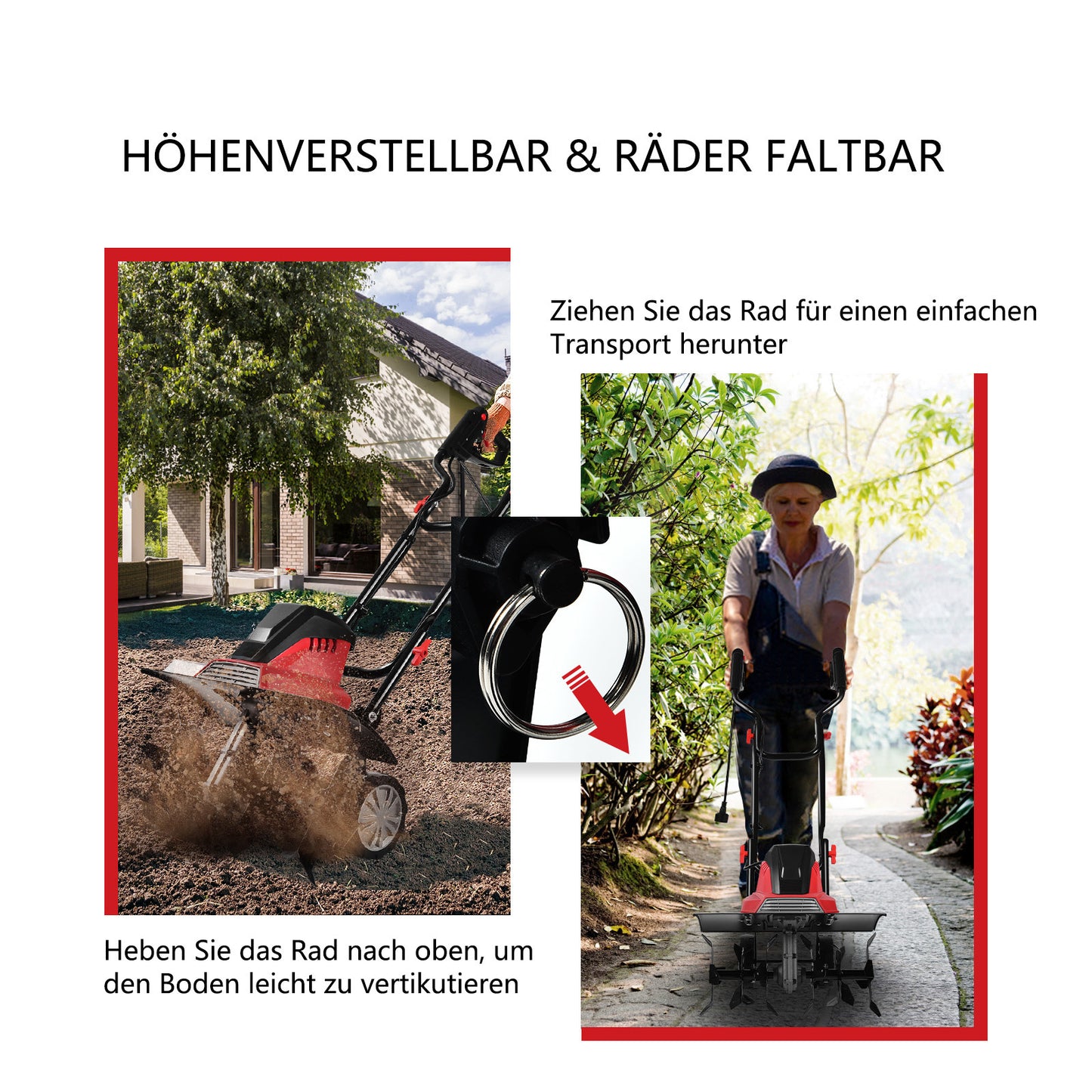 Coast Elektrische Bodenfräse und Grubber Mini-Grubber Elektrische Hohlboden Markierungsmaschine Garten Frees Maschine Rot und Schwarz