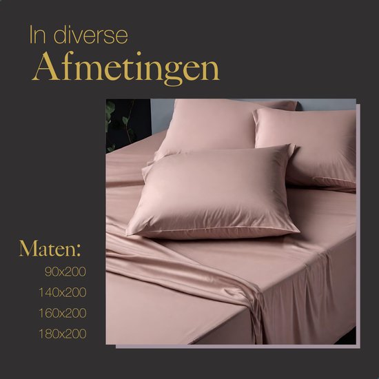 Ten Cate Premium Spannbetttuch – Spannbetttuch 90 x 200 – Spannbetttücher – Baumwollsatin – Geeignet für Boxspringbetten und Matratzen – Eckhöhe 30 cm – Rundum-Gummizug – Bügelfrei – Rosa – Blush