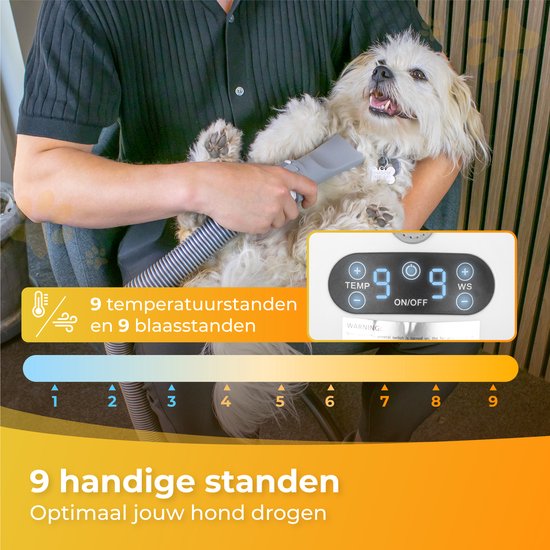 Nuvance - Hundehaartrockner - Wassergebläse Hund - 2100W - mit 3 Aufsätzen - Hundetrockner - Wassergebläse für Hunde - einstellbare Leistung - Hundeföhn - Weiß