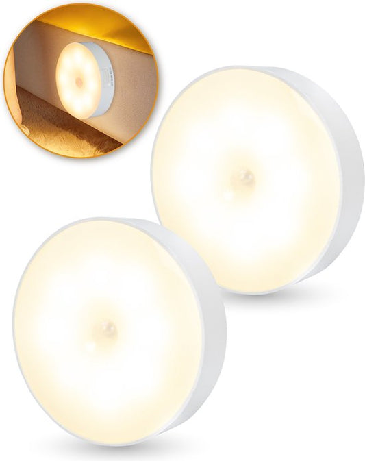 Nuvance - Kabellose Led-Leuchte - 2 Stück - Warmweißes Licht - Magnetisch - Tag- und Nachtsensor - Wiederaufladbar über USB - Schrankleuchte - Wandleuchte