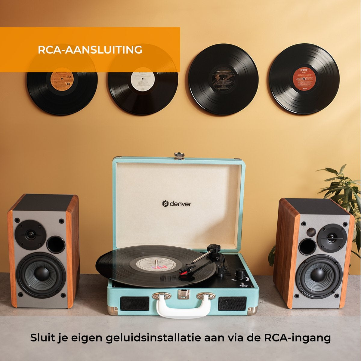 Denver Plattenspieler - Integrierte Lautsprecher - Inkl. PC-Software - Autostopp - Retro - VPL120 - Blau