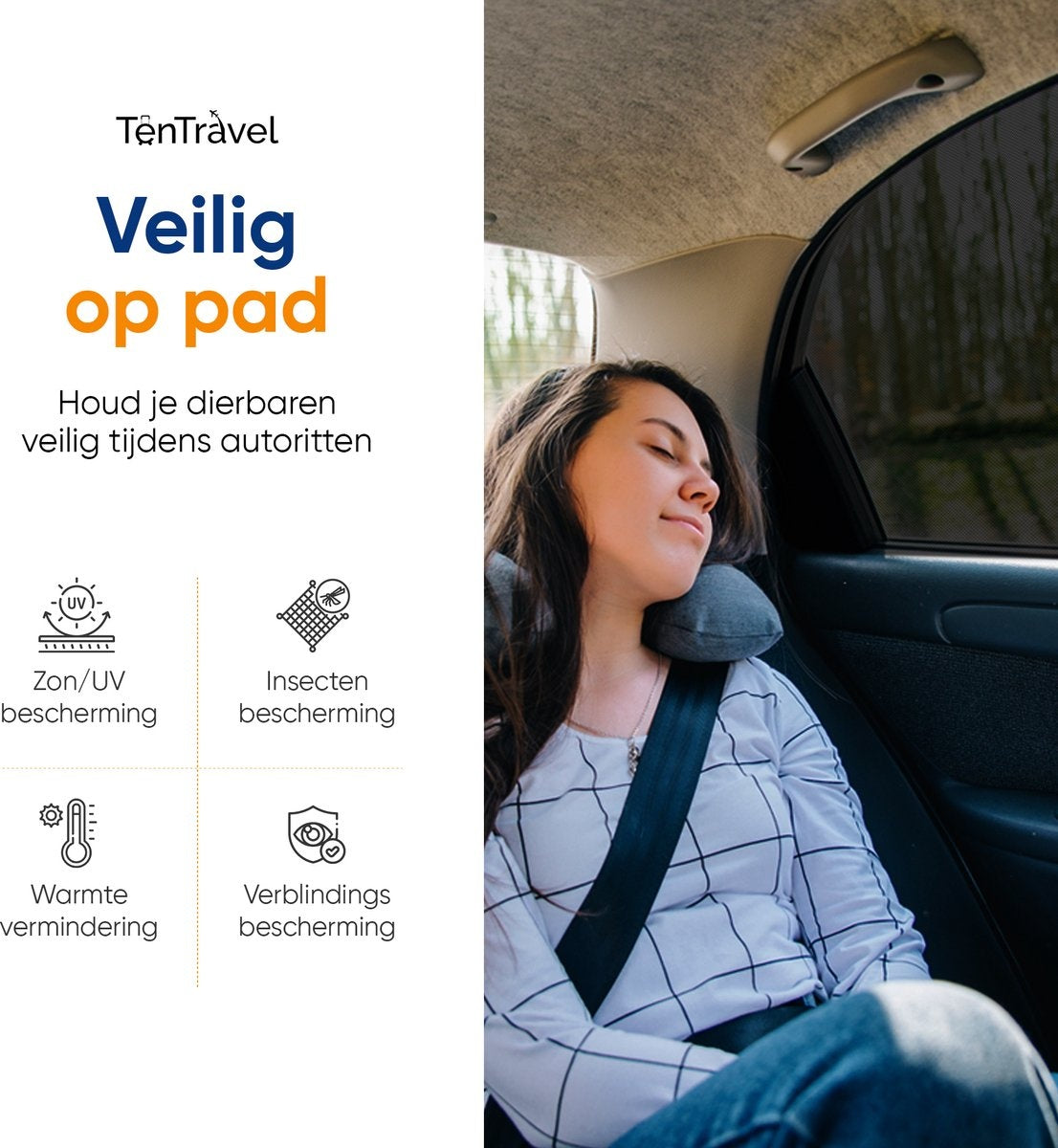 TenTravel Car Sunshades - Sonnenschutz für Baby und Kind - Sonnenschirm für Seitenfenster extra dunkel - UV-Schutz - 2 Stück