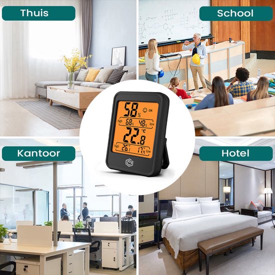 Ease Electronicz Hygrometer Min/Max - Luftfeuchtigkeitsmesser - Digitale Wetterstation - Luftfeuchtigkeitsmesser - Thermometer für Innenräume - Mit Beleuchtung