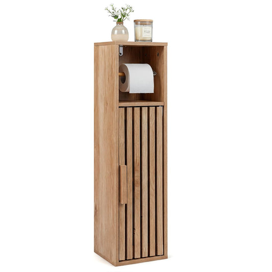 Coast Schmaler Badezimmerschrank – Toilettenpapierhalter – verstellbares Einlegeboden – naturfarben 20 x 19 x 78 cm