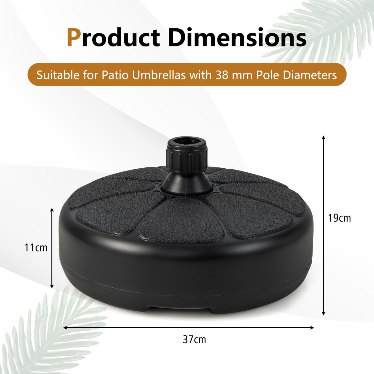 Coast Outdoor Sonnenschirmfuß - für Î¦38mm Sonnenschirmstangen - HDPE - 37 x 19 cm - Schwarz
