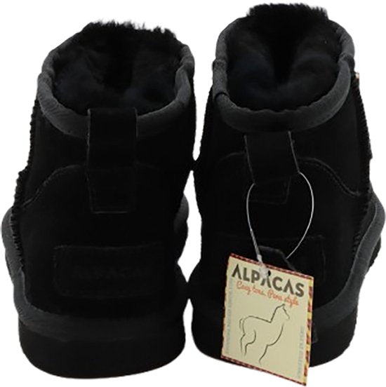 Alpacas Footwear - Damen - Kurze Stiefel aus echtem Wildleder - Gefüttert mit 100% weicher Lammwolle - Schwarz - 38