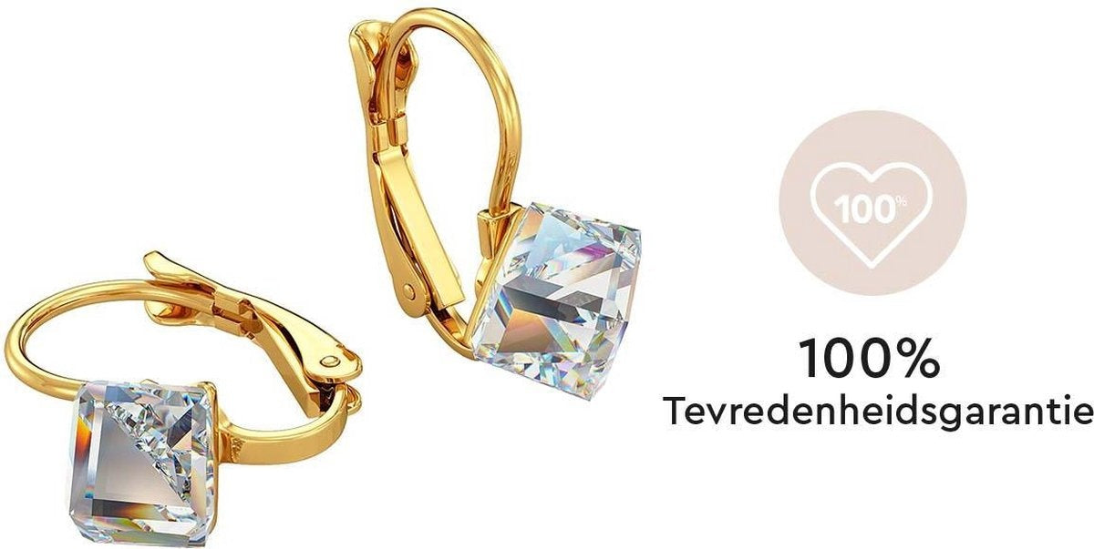 Yolora Damen Ohrringe mit Kalpa Camaka Kristallen - Gold - 18K Gelbgold plattiert