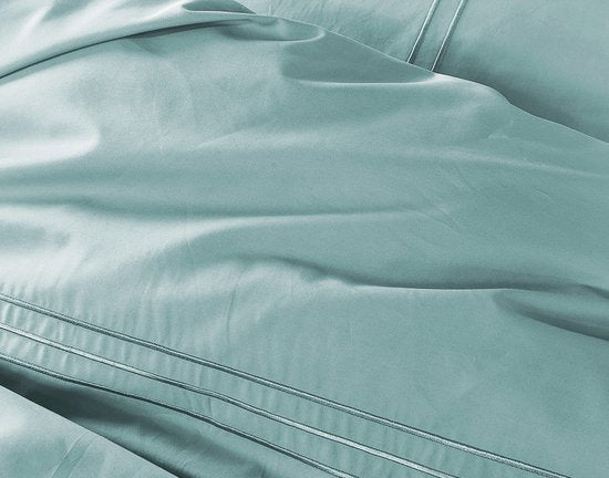 PHLOX Bettbezug King - 100% Baumwollsatin (300 TC) - Double 200x200/220 cm + 2 Kopfkissenbezüge - Weich & Hautfreundlich - Jade