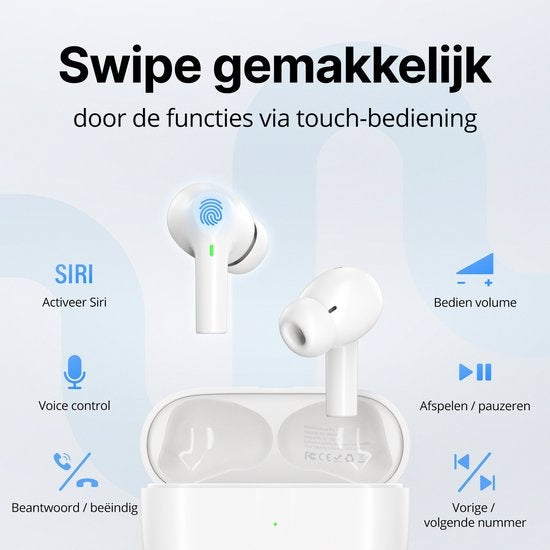 Unitone Go Wireless Earbuds - Bluetooth-Kopfhörer - Earpods - Geeignet für Apple & Android - Weiß