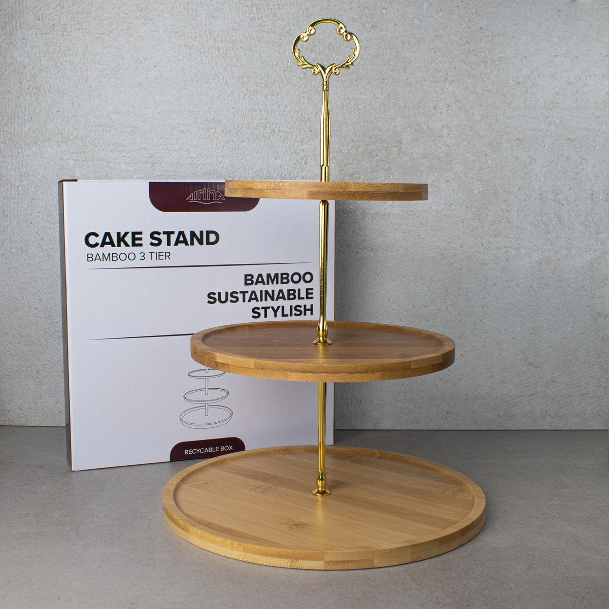 NimmaÂ® Etagere - 3-lagiger Servierturm - Kuchentablett für High Tea - Obstschale - Bambusholz