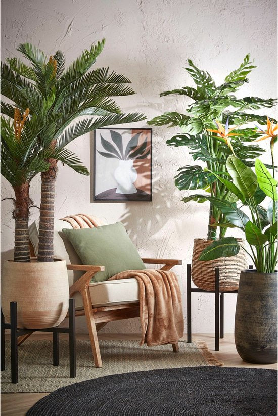 Mica Decorations große Cycas-Palme als Kunstpflanze – grün – H 150 x T 95 cm – Spitzenqualität