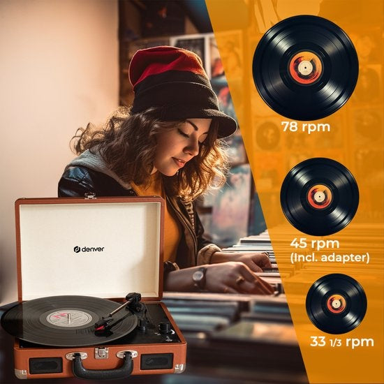Denver - VPL120 - Plattenspieler - mit Lautsprecher - inkl. PC-Software - Autostopp - Braun