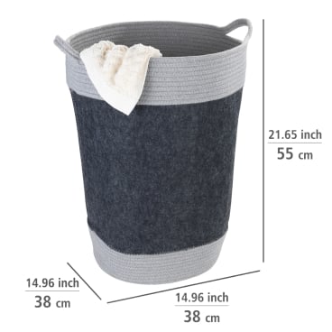 WENKO Bea Wäschekorb Dunkelgrau – 75 l – Recycelter Polyesterfilz