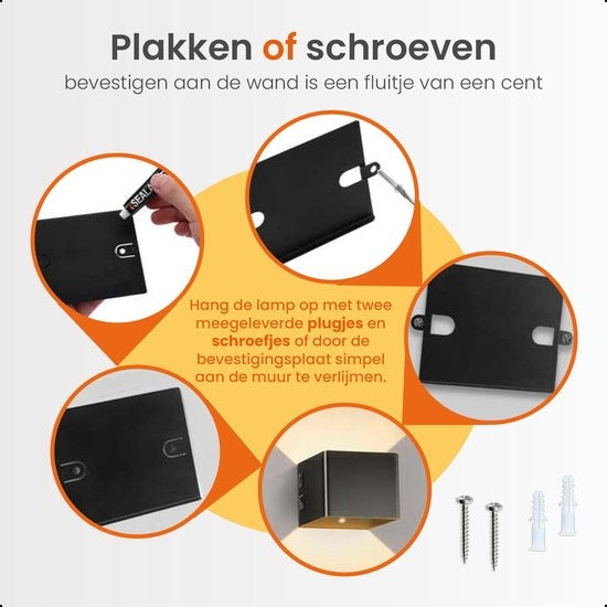 Goliving Wall Lamp Rechargeable - Wandleuchte für Innenräume - Kabellos - Mit Bewegungssensor - USB-C - 4400 mAh - Warmweißes Licht - 10 x 10 x 10 cm - Schwarz