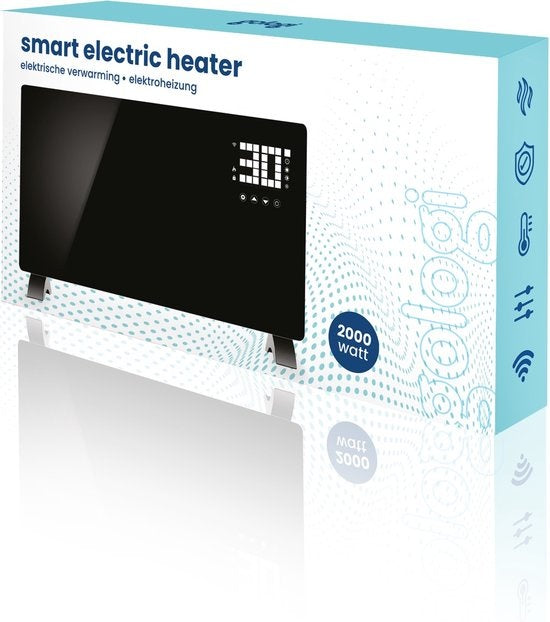 Gologi Elektrische Heizung - Konvektorheizung mit Thermostat - Funktioniert über App und Touch-Steuerung - Bis zu 25m2 - 2000W - Schwarz