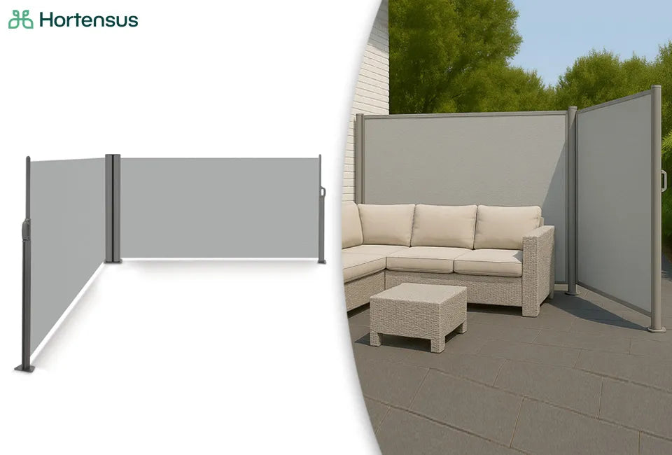 Hortensus Doppelter Aluminium-Windschutz 6 m x 1,8 m - Grau