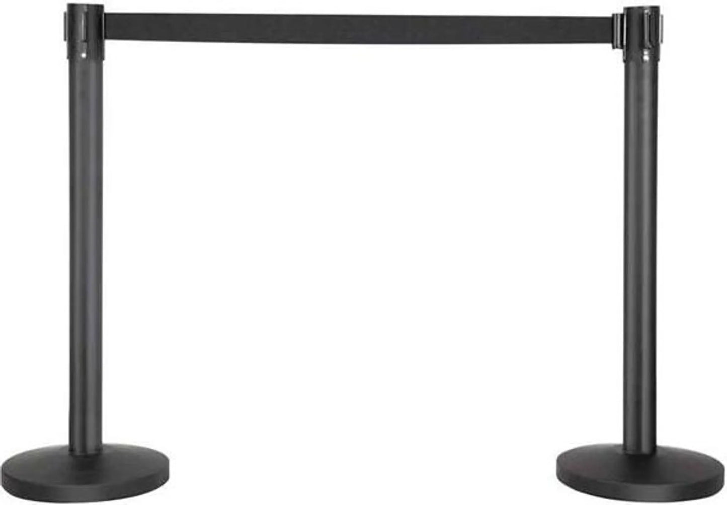 Yaheetech Absperrpfosten 2er Set - 92 cm hoch - ausgestattet mit 200 cm einziehbarem Band und 4-Wege-Kupplungssystem und stabilem Sockel - für VIP-Zonen und Messen - schwarzer Stahl