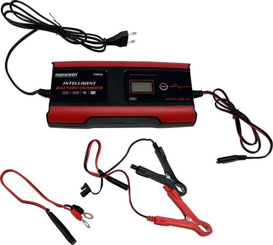 Absaar Batterieladegerät Pro 6.0 (12/24 V – 6 A) 0–120/180 Ah Rot/Schwarz