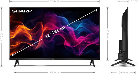 Sharp 32GF3265 – 32-Zoll-Full-HD-QLED-Fernseher mit Google TV – 2024