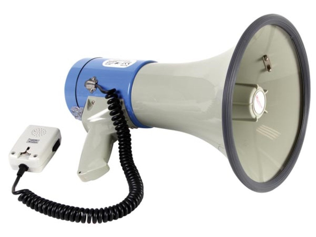 Velleman Megaphon, Schultergurt, Sirene, Sprechfunktion, Pfeifton, abnehmbares Mikrofon, 25 W, 500 m