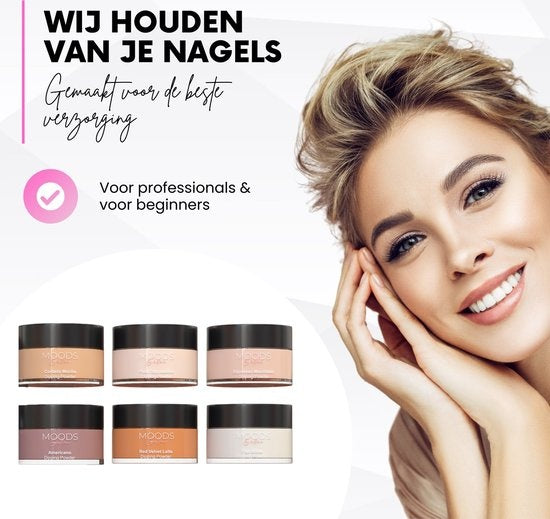 Moods Gellac - Dipping Powder Starters Kit - Coffee Nude - 6 Farben - Acryl Nägel Starter Pack - Dipping Nails