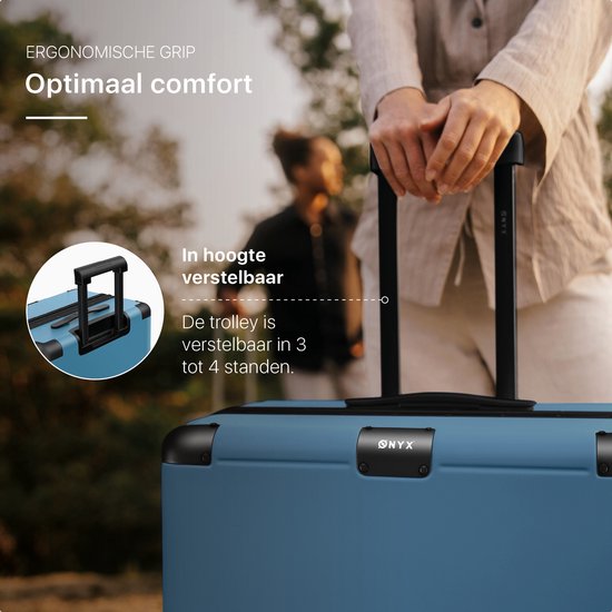 ONYX Hybrid Pro Check-in Koffer - Large 100 Liter - Recyceltes Polycarbonat und reißverschlussloses Design - Mit TSA-Schloss und Spinner-Rädern - Mit Laptopfach - Glacier Blue