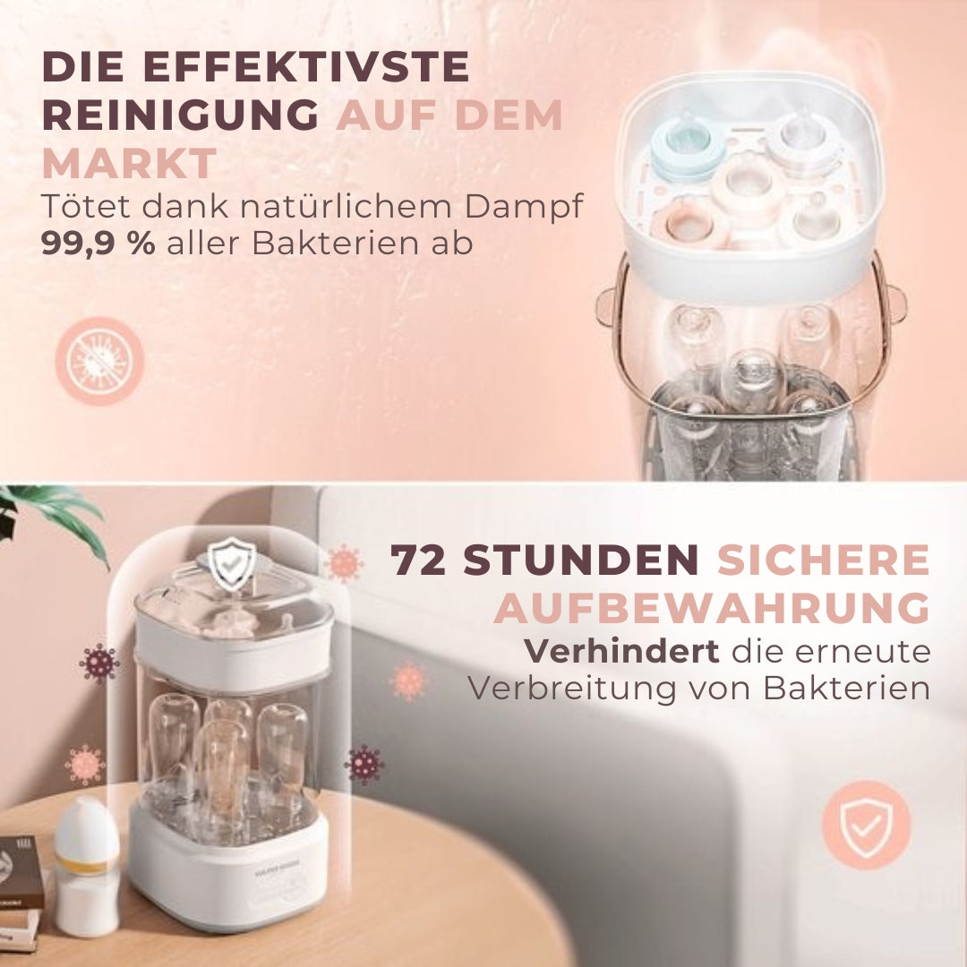 Vulpes Goods BabyCare 5-in-1-Flaschensterilisator elektrisch - Dampfsterilisator mit Trockenfunktion - Flaschensterilisator PRO - inkl. Reinigungsset
