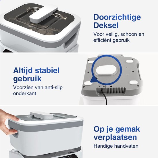 Samako Ultraschallreiniger PowerWave - Reinigungsgerät - Ultraschallbad - Gläser - Schmuck - Uhren - Make-up Pinsel - 1200 ml