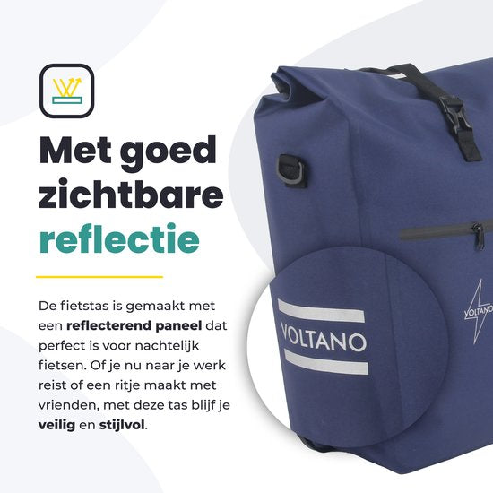 Voltano Luxe E-Bike Gepäcktasche 28L - Marineblau - Gepäckträgertasche mit Laptop-Fach - 100% wasserdicht - mit Schultergurt