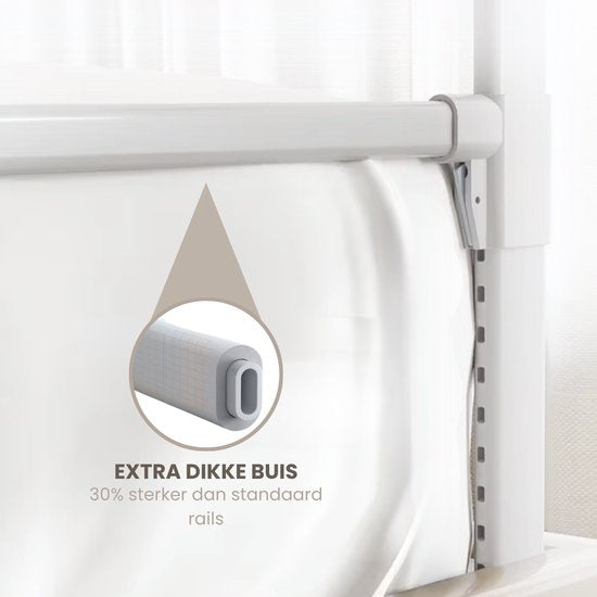 Babietec Bettgitter, verstellbar und zusammenklappbar – extra lang, 150 cm – Bettgitter – Boxspring – Ausfallschutz – Bettgitter – Dunkelgrau