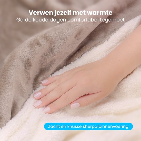 Auronic Electric Blanket - Wärmedecke - Sherpa Fleece - 9 Wärme- und Timer-Einstellungen - Decke - 180x130 - 1 Person - Taupe