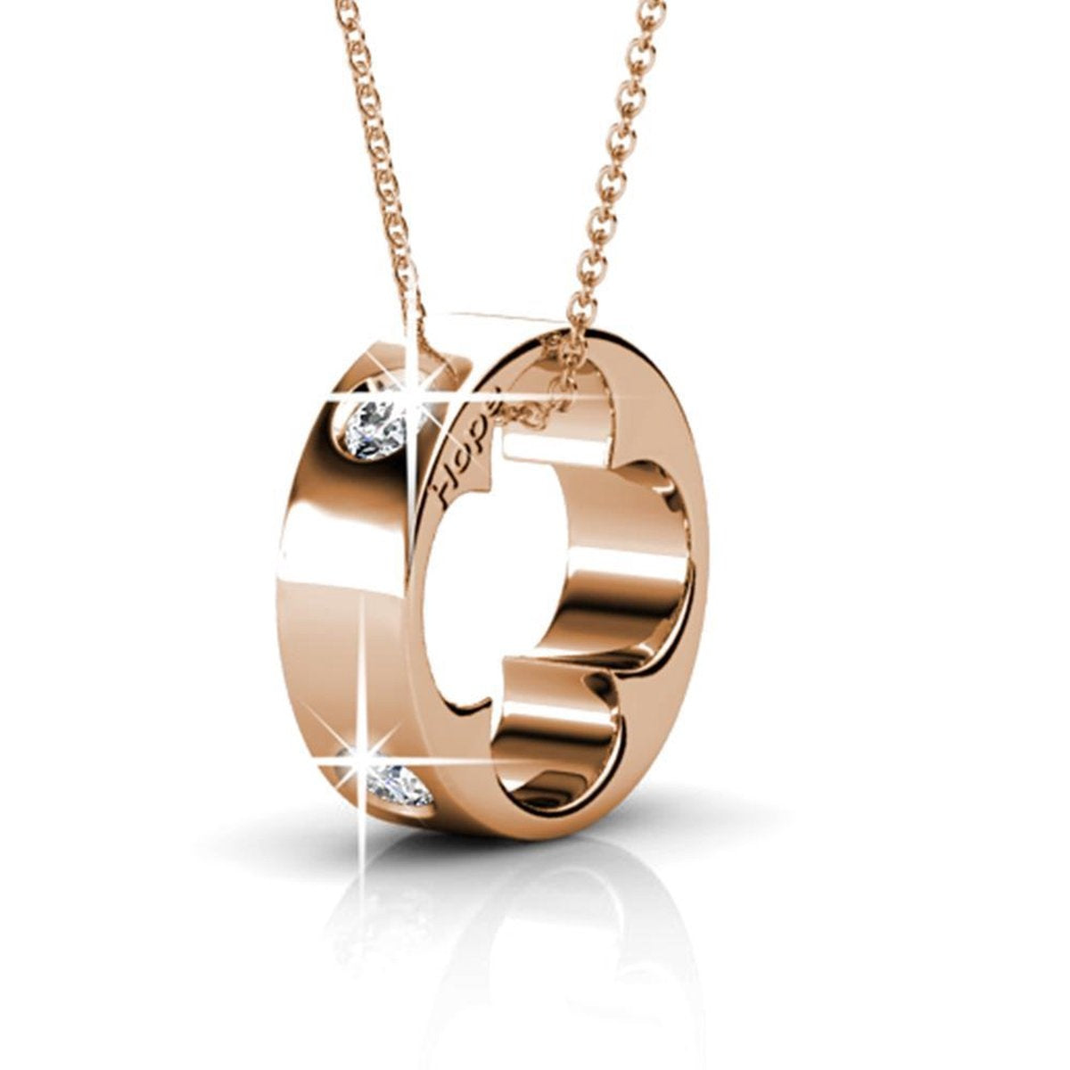 Yolora Damen-Halskette mit Anhänger - Kalpa Camaka Kristalle - rosÃ©farben - 18K Rose Gold plattiert - Damen-Halskette Rose Gold - Schmuck - Luxuriöse Geschenkbox - Geschenkbox - Exklusive Geschenkbox - Schöne Geschenkverpackung